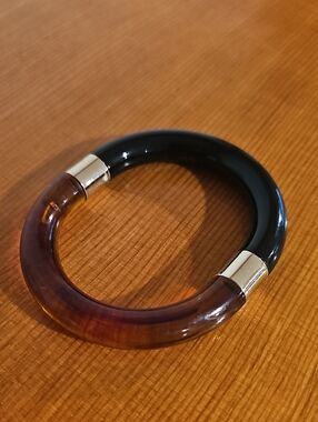 Vintage Mcm Two-Tone Resin Bangle Bracelet - Black & Brown